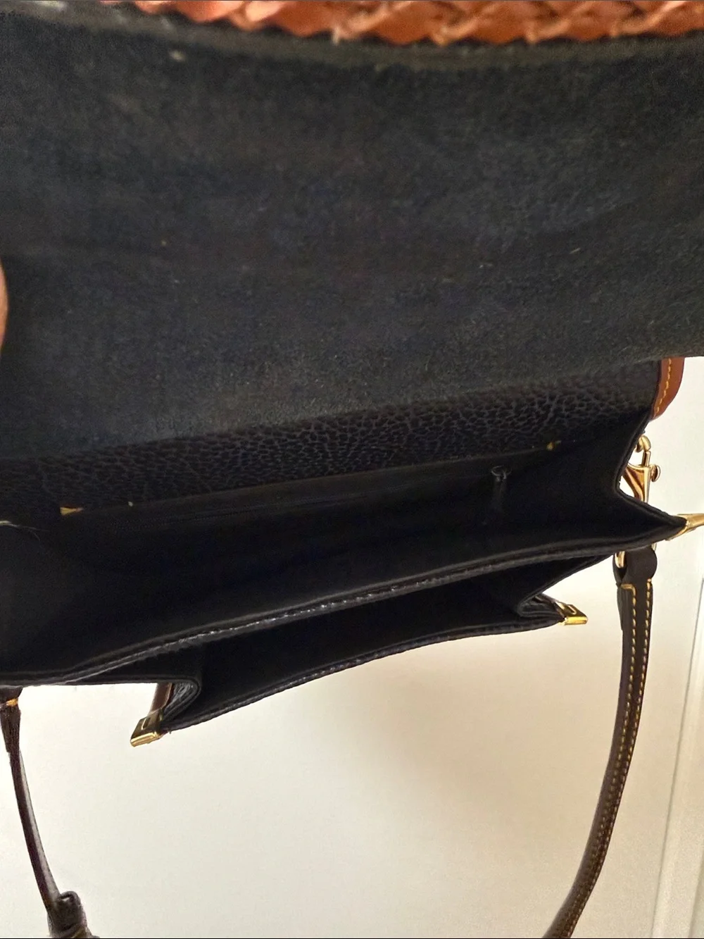 Vintage Blue and Brown Leather Top-Handle Satchel
